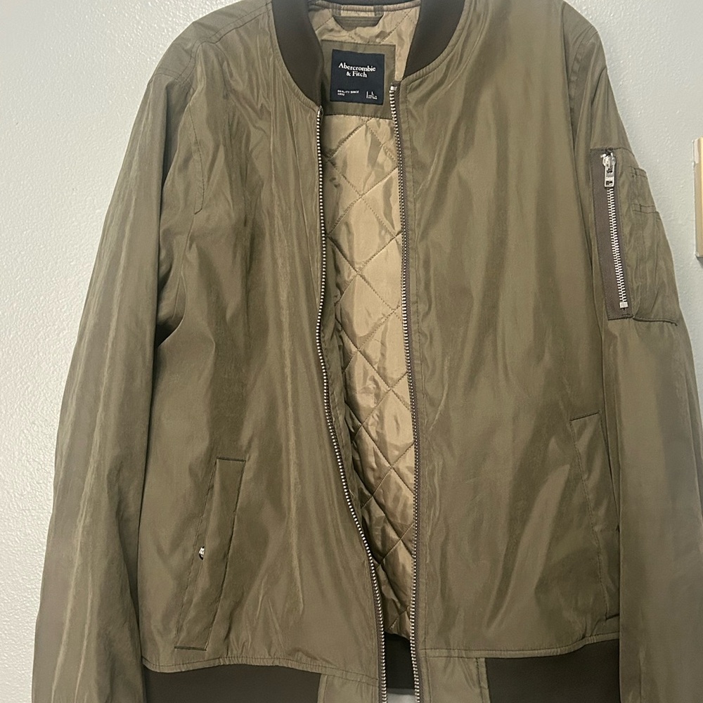 Abercrombie & Fitch Men's Khaki Bomber Jacket